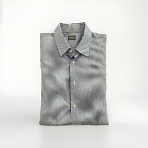 ARMANI COLLEZIONI MENS BLUE STRIPED DRESS SHIRT 16.5/42 100% COTTON *READ*